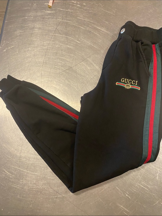 Gucci Pants - Gucci Black Joggers with Red and Green Stripes Size S